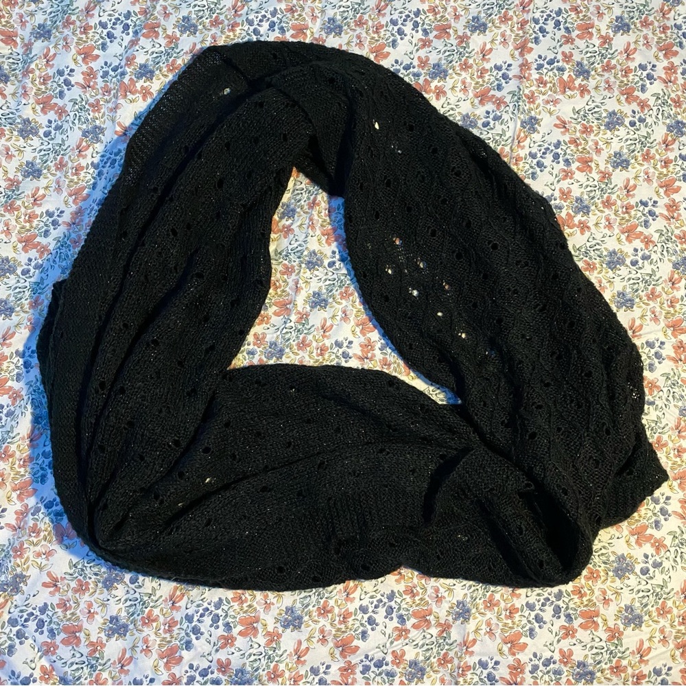 Black Crochet Infinity Scarf